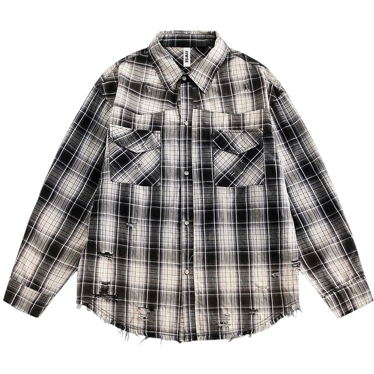 ダメージチェックシャツ znk000010