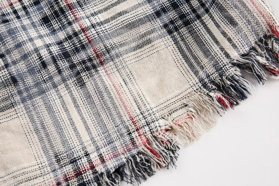 Distressed Patchwork Flannel Shirt znk000289
