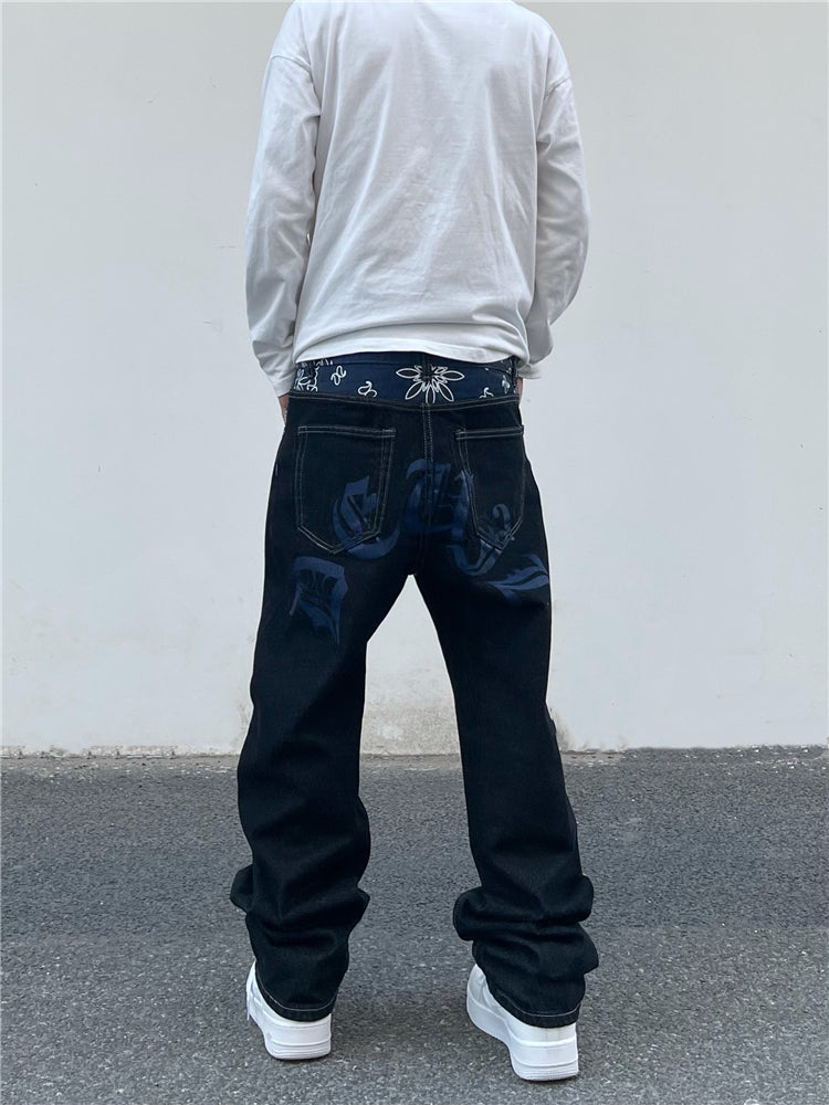 バンダナデザインデニムパンツ znk000043