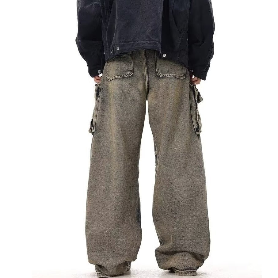ヴィンテージ風 ワイドカーゴデニムパンツ SS-000685