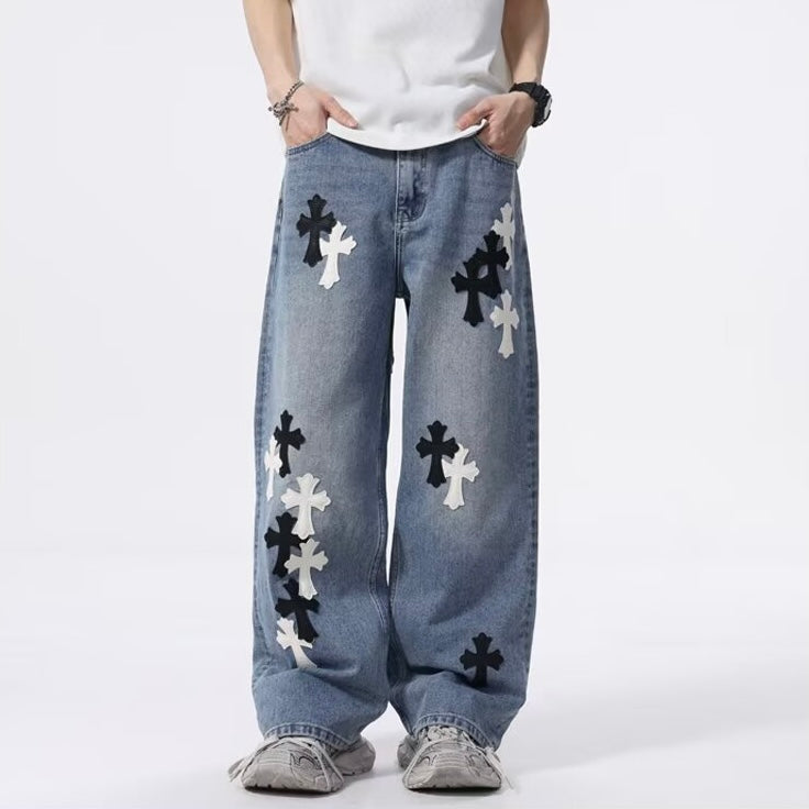 Cross Baggy Denim Pants znk000255