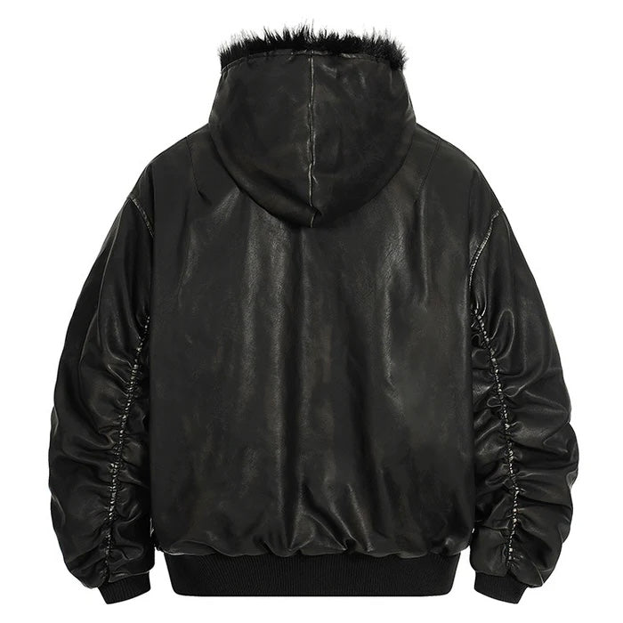 レザーファーフードジップジャケット znk000068