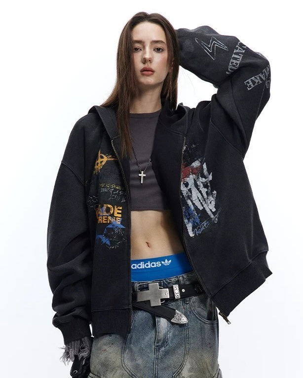 ペイントグラフィックジップパーカー znk000081