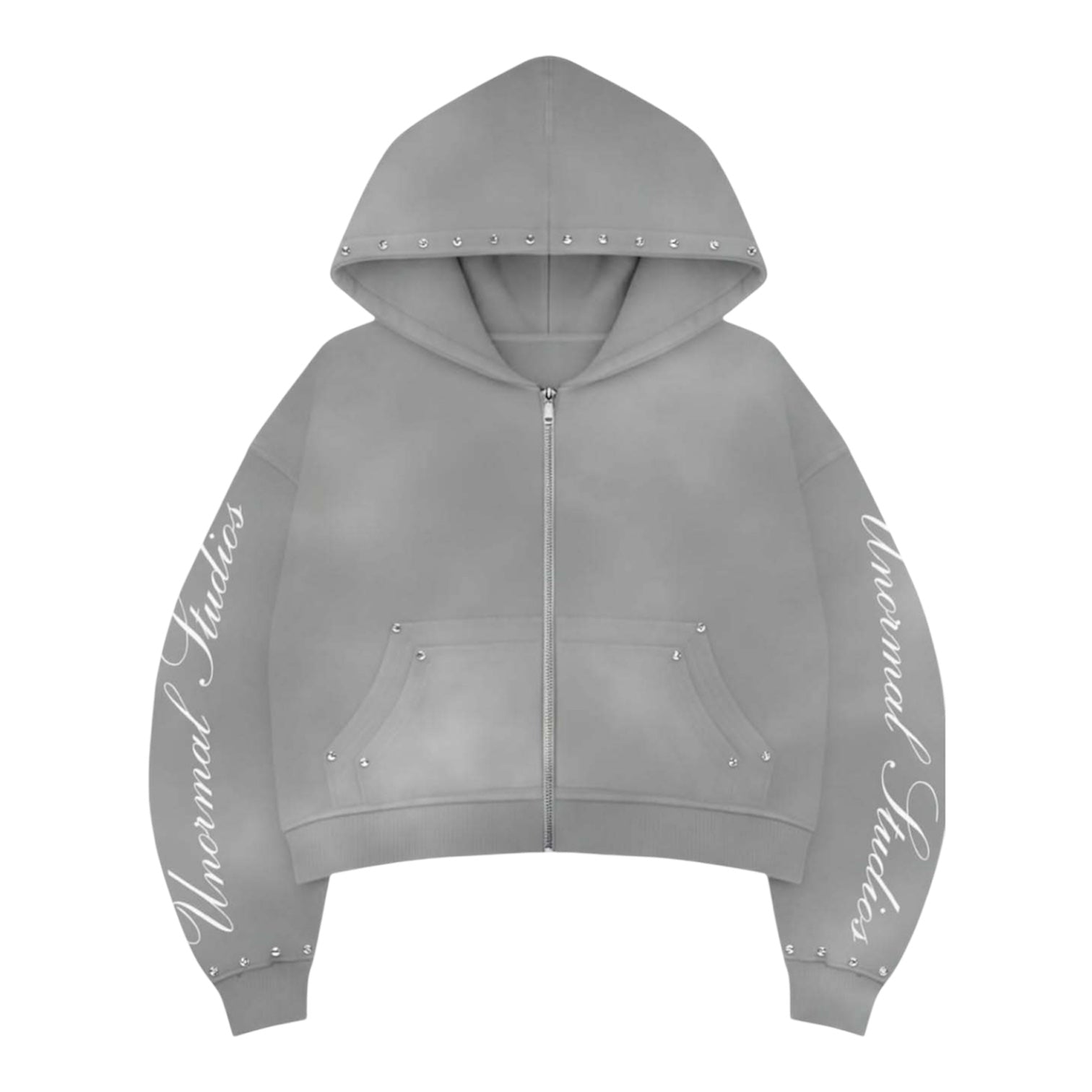 Grunge Stud Detail Zip Hoodie znk000291