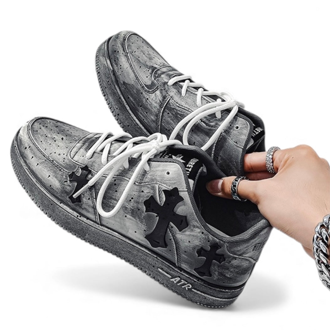 クロスパッチヴィンテージ厚底スニーカー znk000033