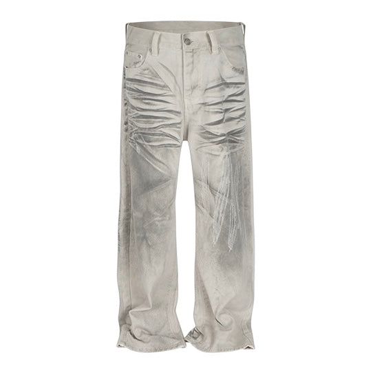 Wrinkled Wash Wide Denim Pants znk000290