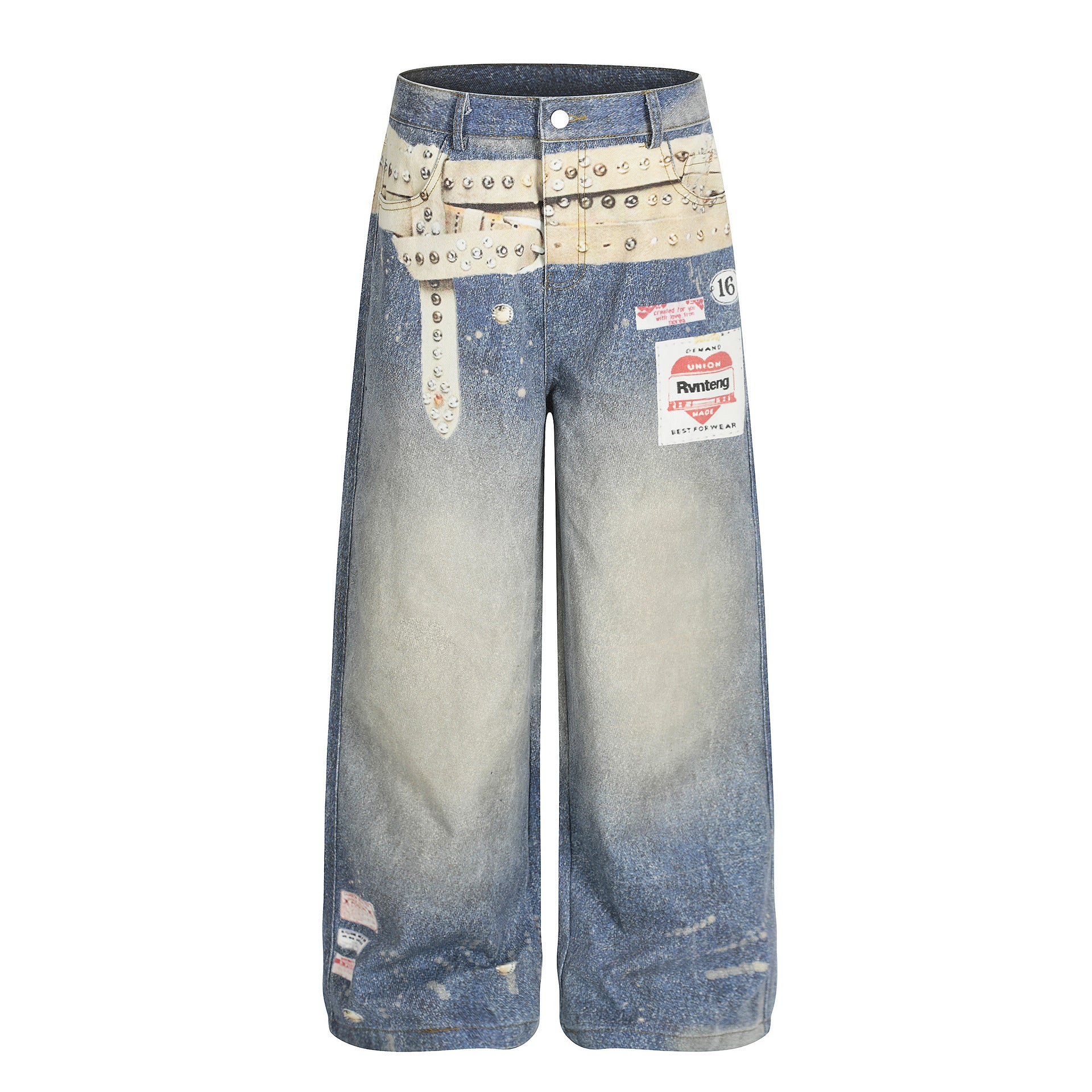 Wash Graphic Wide Denim Pants znk000280