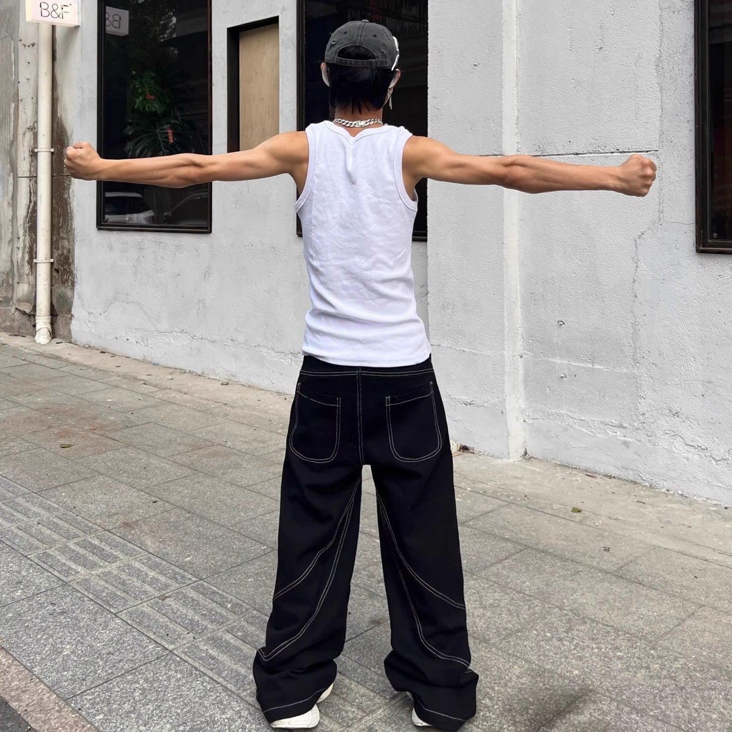 トライバルプリントワイドデニムパンツ znk000180