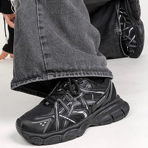 Black Chunky Tech Sneakers znk000278