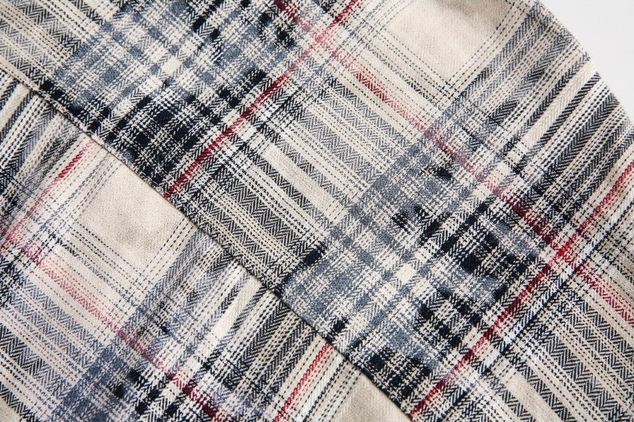 Distressed Patchwork Flannel Shirt znk000289