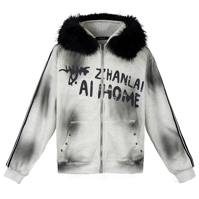 ファーフードグラデーションジップパーカー znk000065