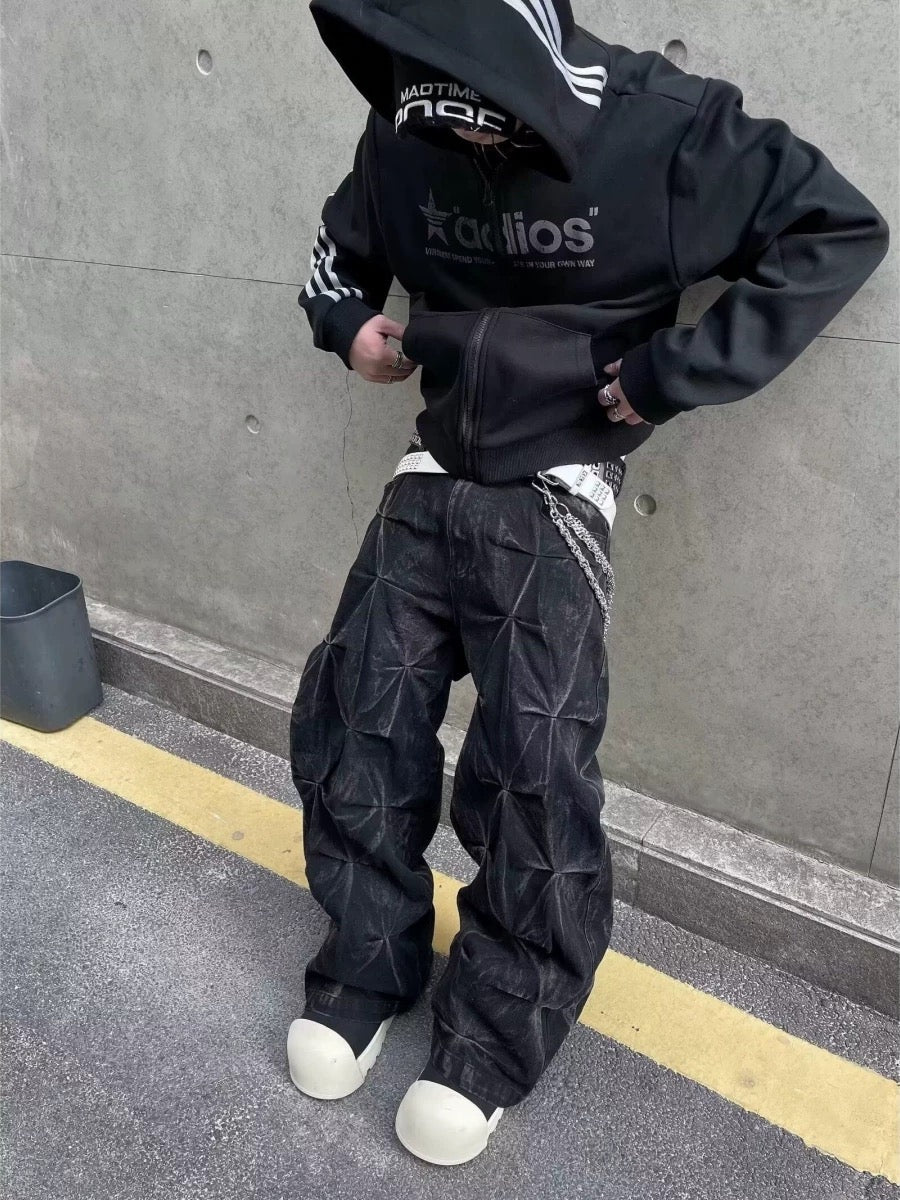 ジオメトリックバギーデニムパンツ znk000117