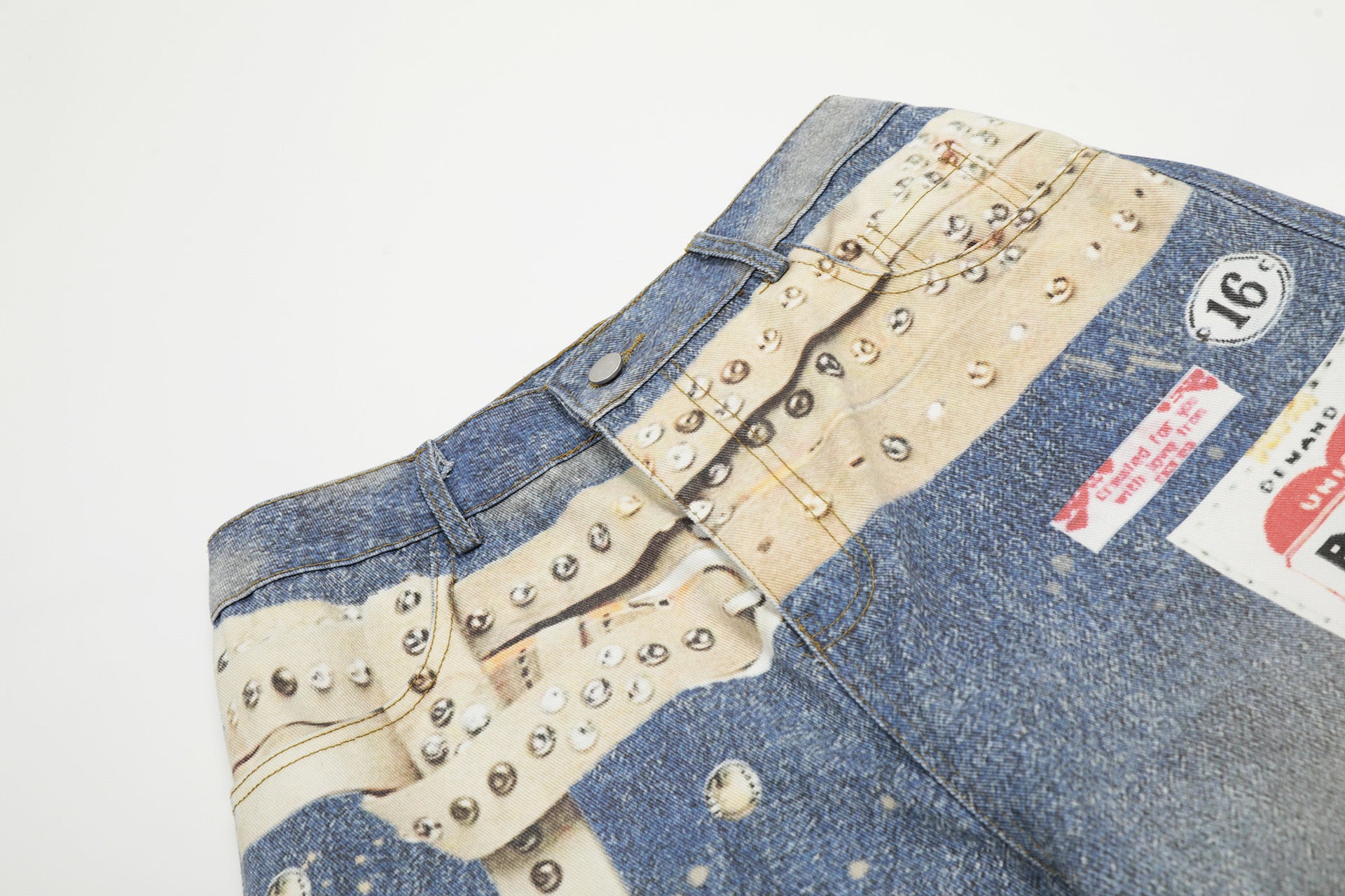 Wash Graphic Wide Denim Pants znk000280