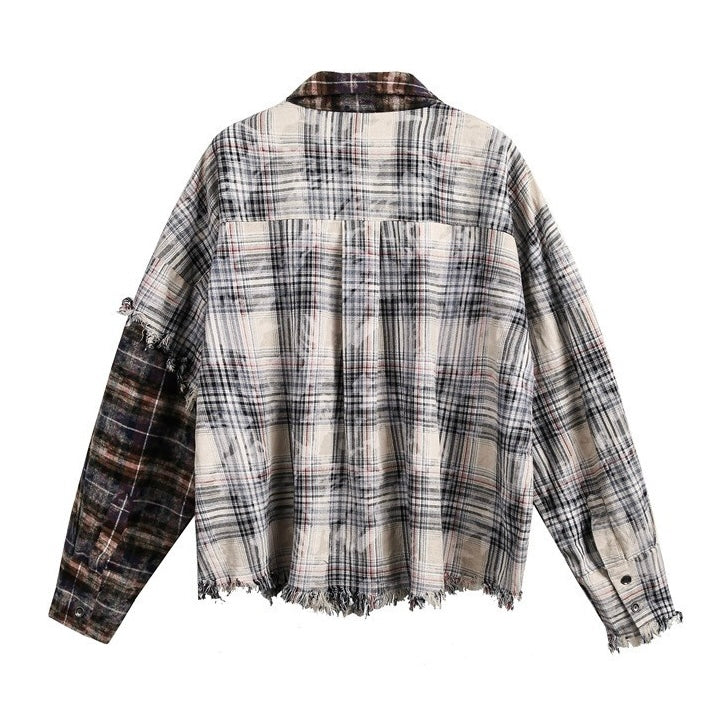 Distressed Patchwork Flannel Shirt znk000289