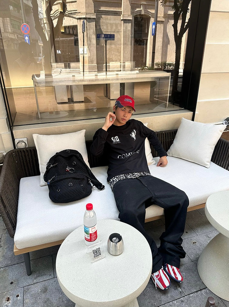 クラッシュプリント ロングスリーブTシャツznk000098