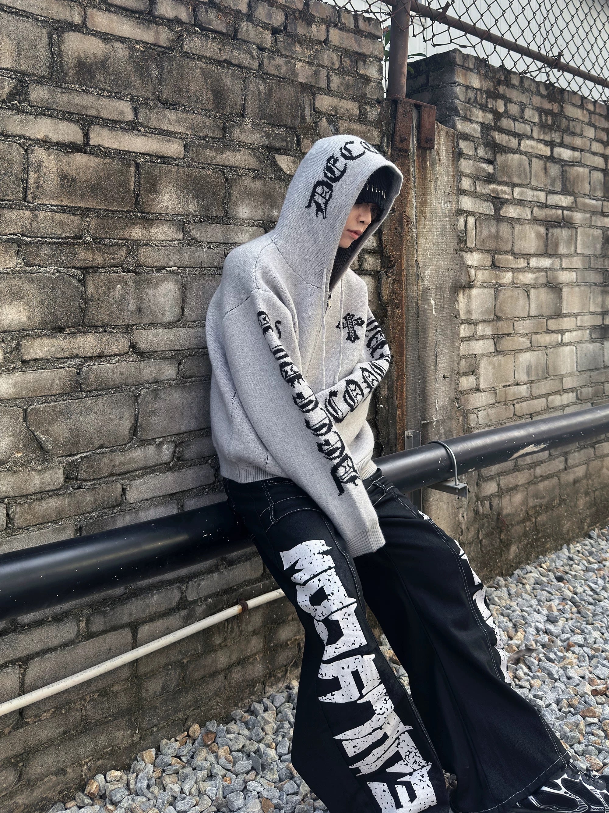 クロスロゴジップアップニットフーディ znk000080