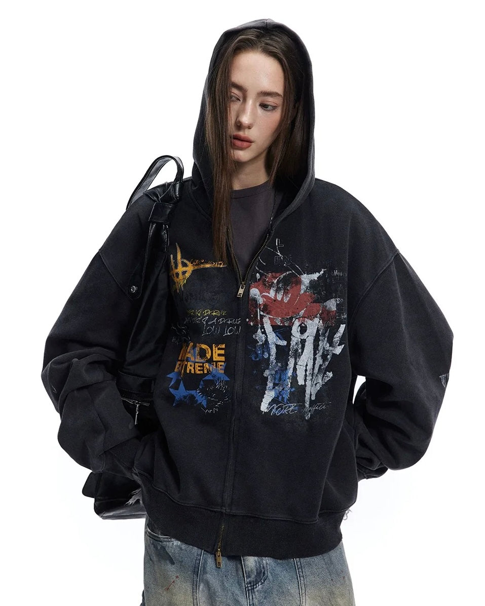 ペイントグラフィックジップパーカー znk000081