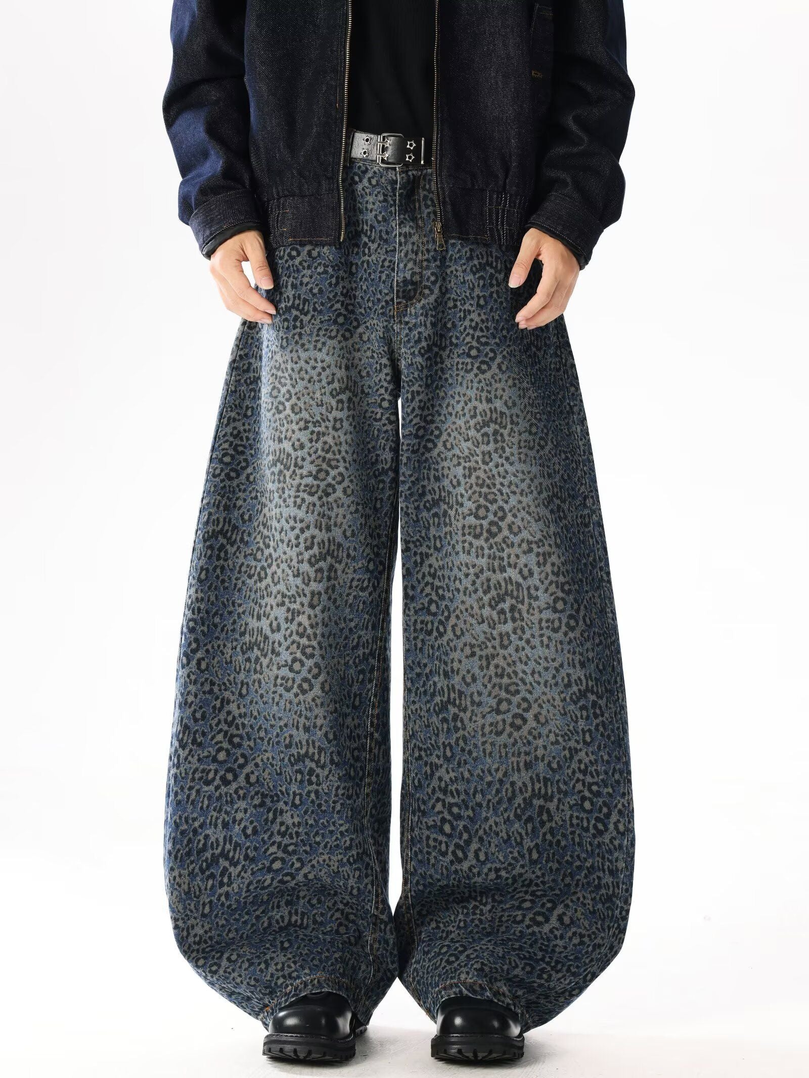レオパードワイドデニムパンツ znk000143