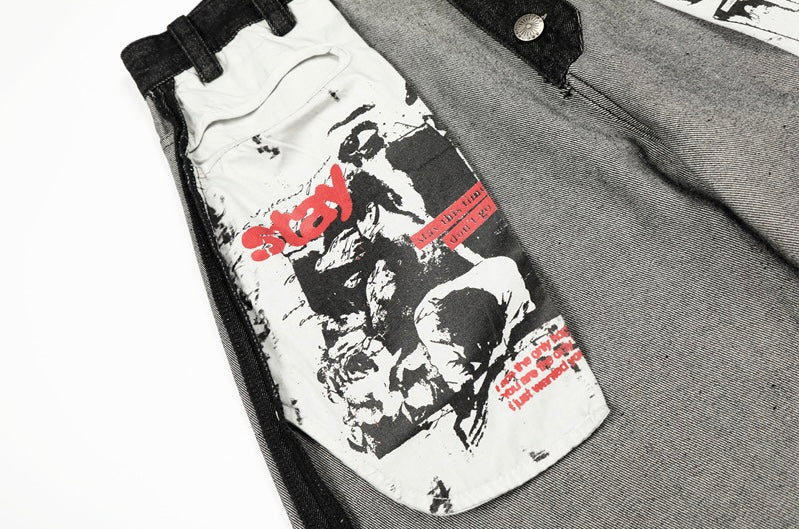 Dark Contrast Baggy Denim znk000287