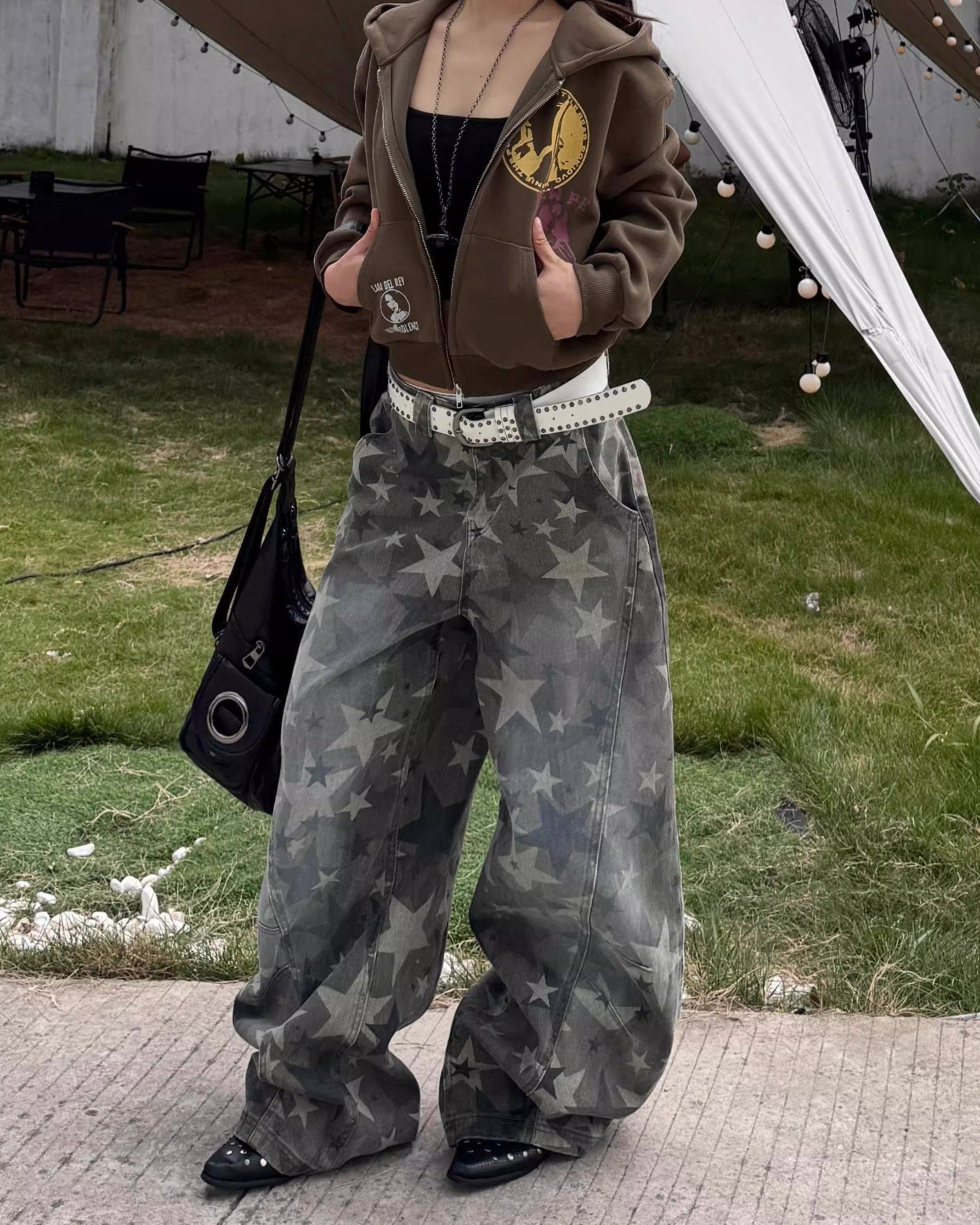 スターデザインワイドデニムパンツ znk000178