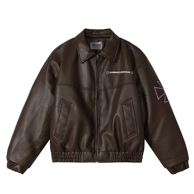 クロスエンブレムフェイクレザーブルゾン znk000066