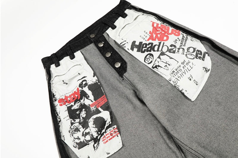 Dark Contrast Baggy Denim znk000287