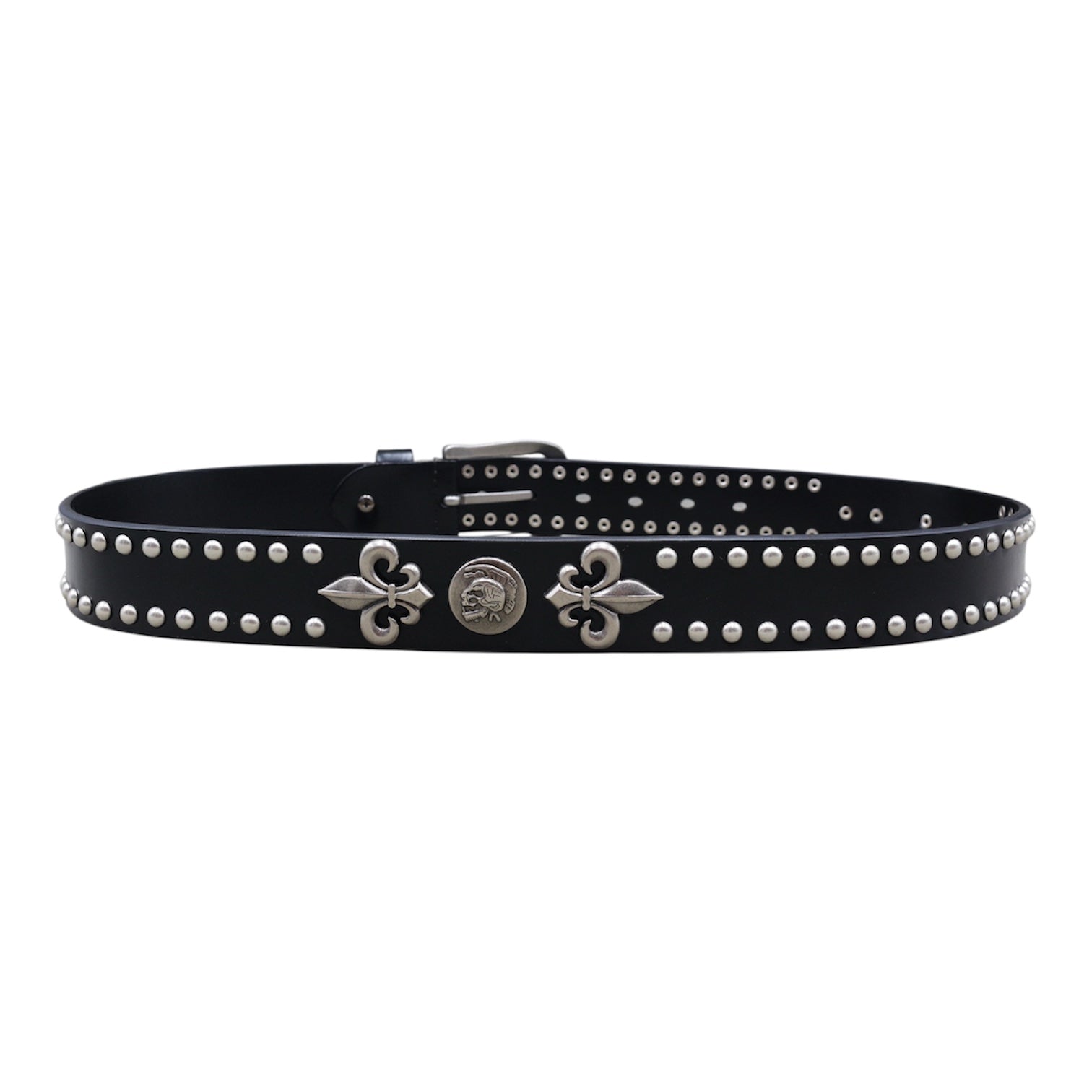 Studded Fleur De Lis Leather Belt znk000246