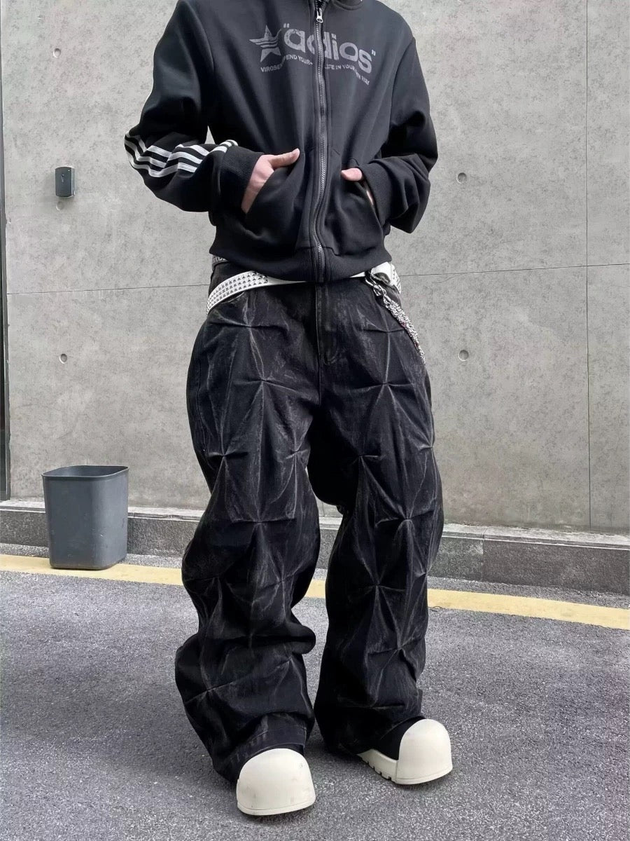 ジオメトリックバギーデニムパンツ znk000117