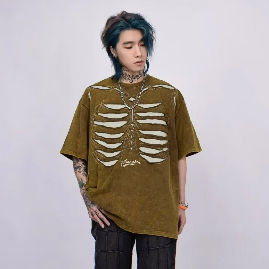 Ripped Skeleton Graphic T-Shirt znk000256