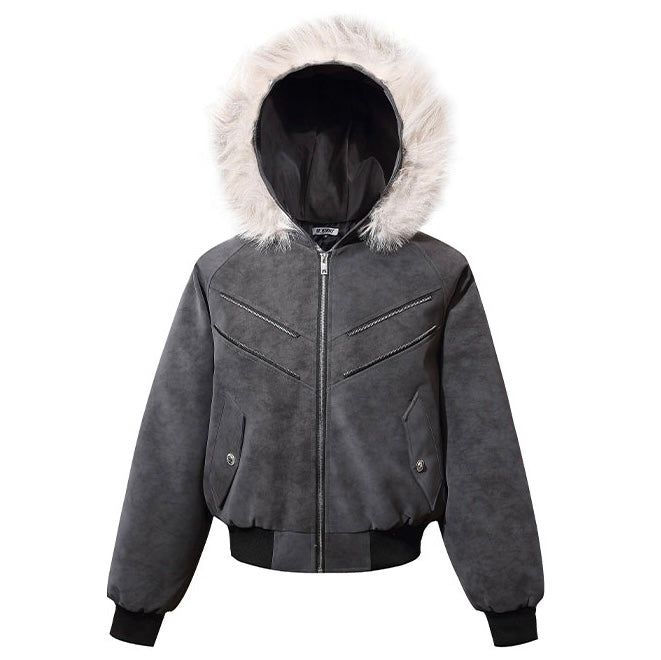 スエードファーフードジャケット znk000113