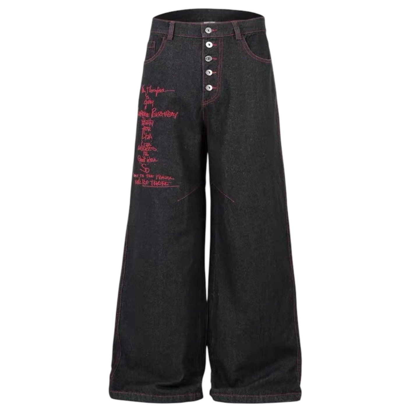 レッドステッチワイドデニムパンツ znk000100