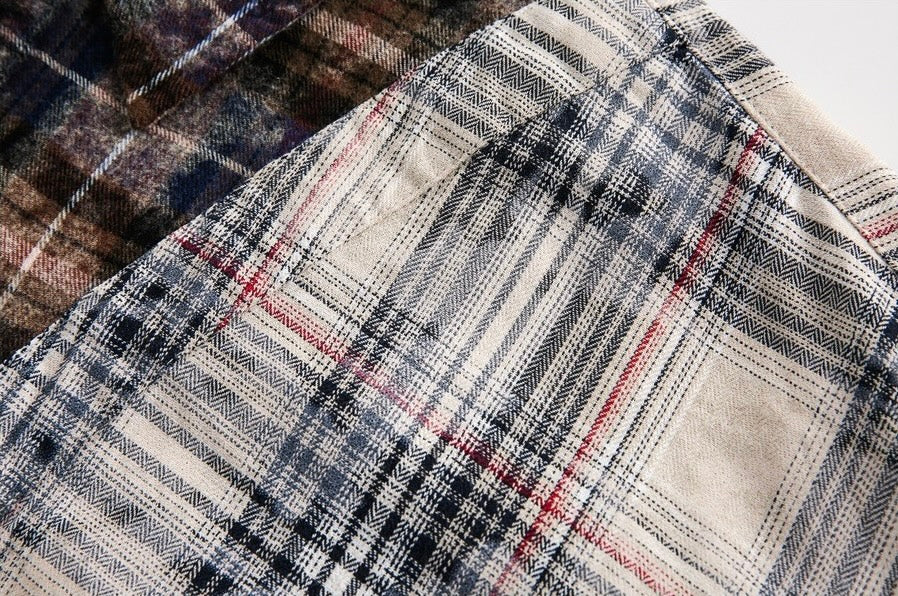 Distressed Patchwork Flannel Shirt znk000289