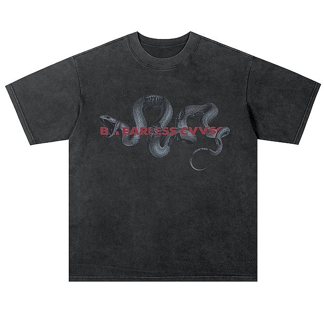 【2color】スケルトンプリントTシャツ ユニセックス オーバーサイズ ストリート系 SS-000334