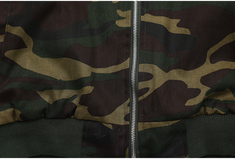 裏起毛ファー付き迷彩ボンバージャケット SS-000691