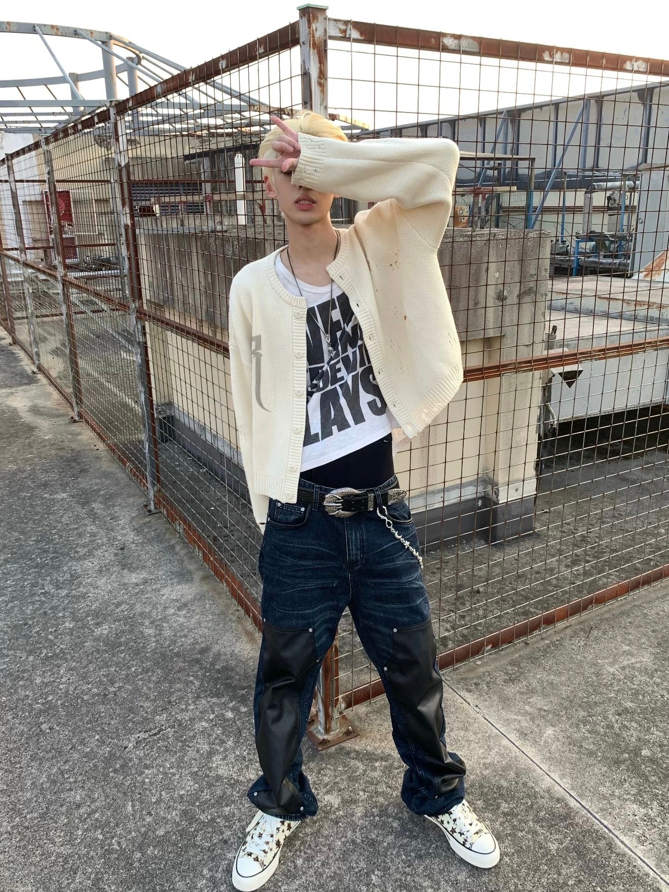 ダメージニットカーディガン znk000151