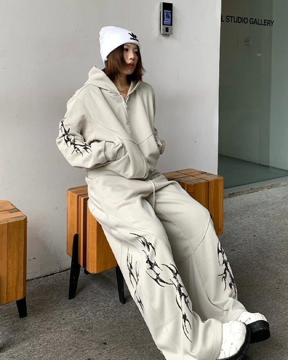 トライバルプリントワイドスウェットパンツ znk000145