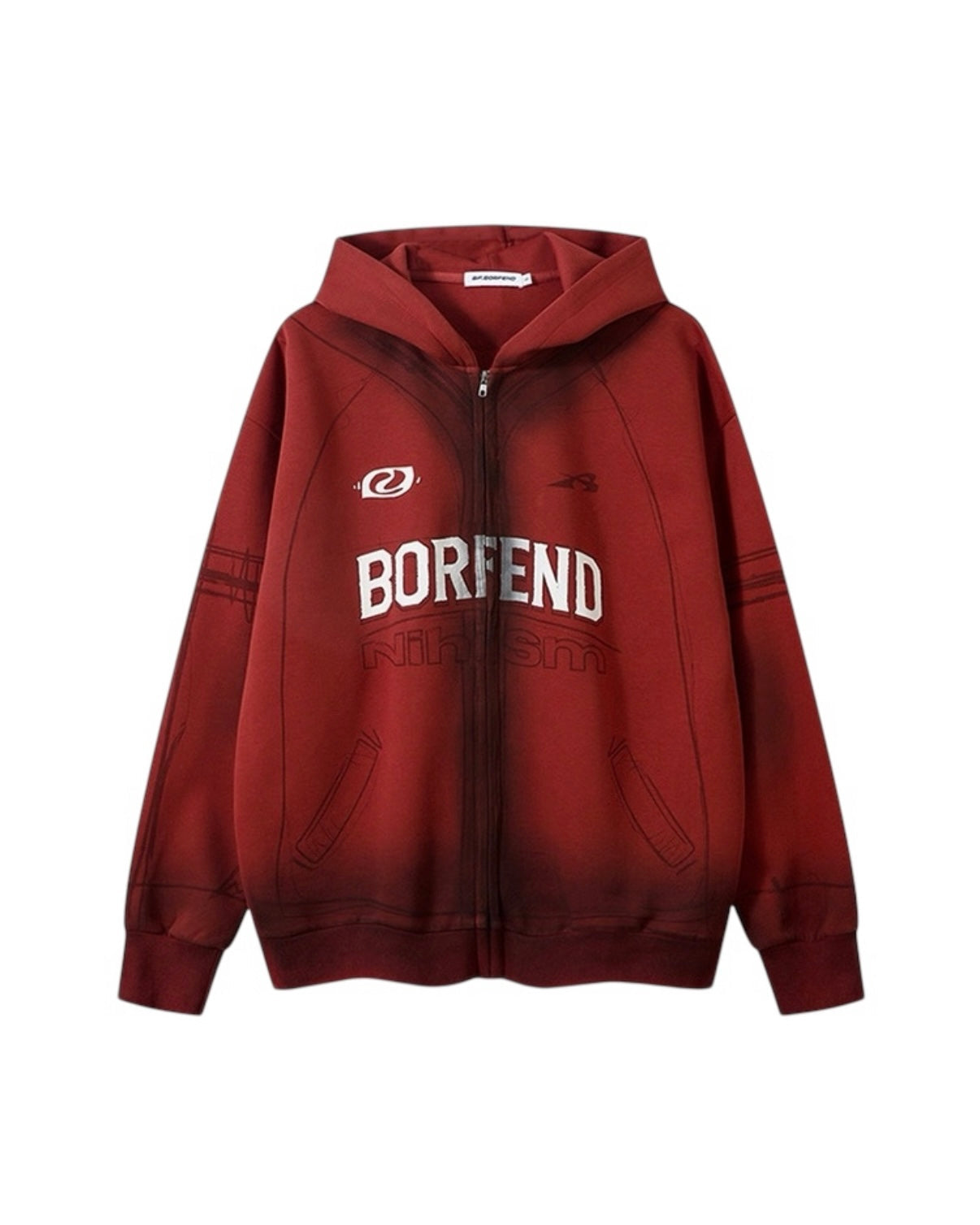 ストリート ジップパーカー BORFEND バックナンバー ロゴ入り フーディ SS-000690