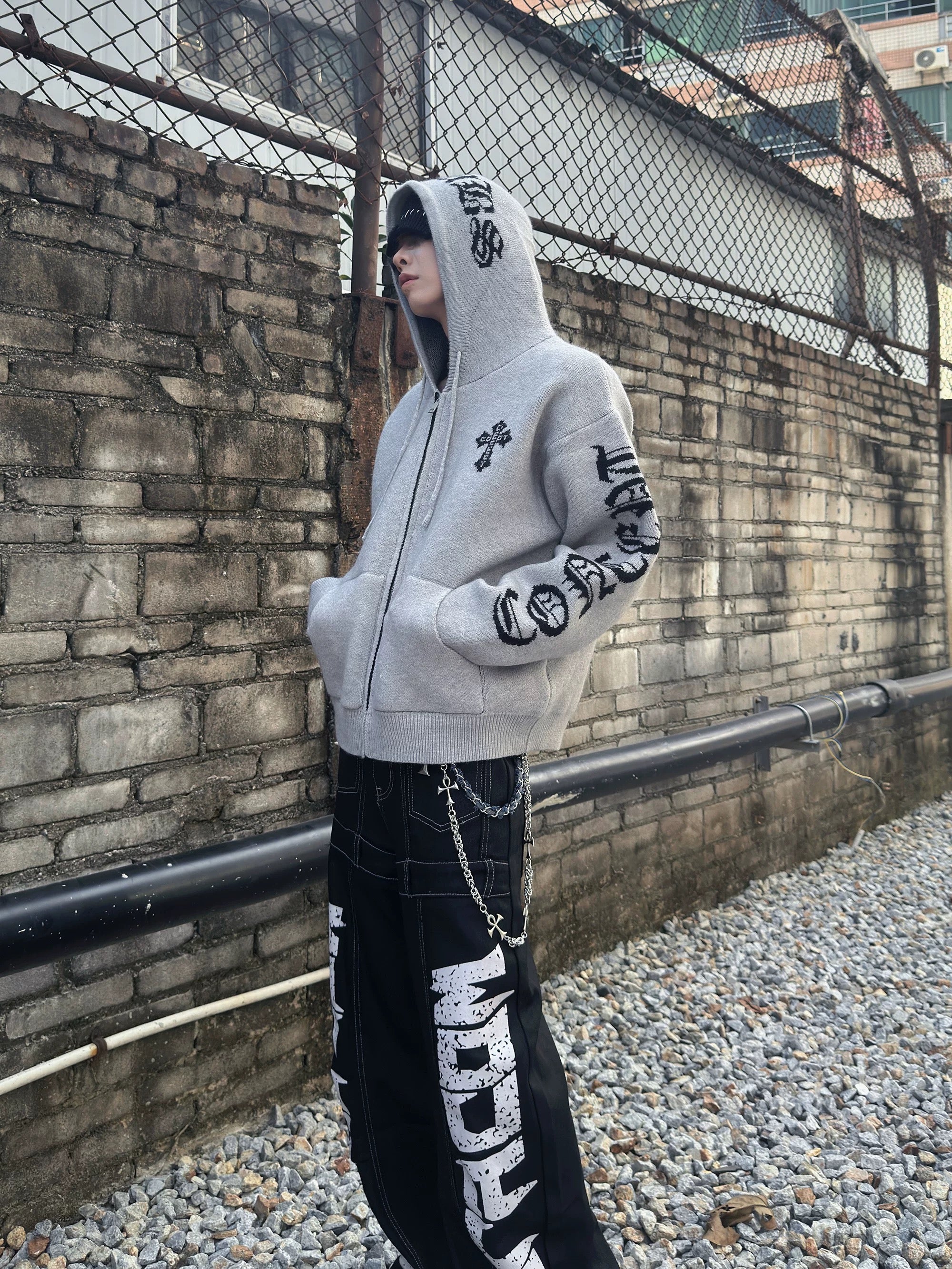 クロスロゴジップアップニットフーディ znk000080