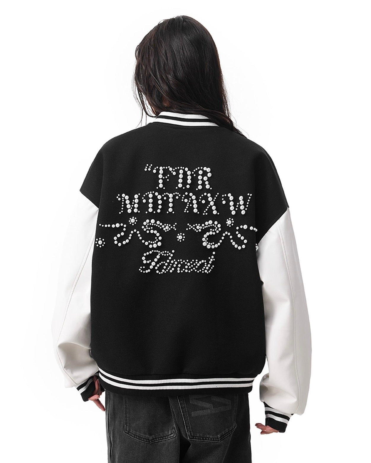 Studded Cross Varsity Jacket znk000272