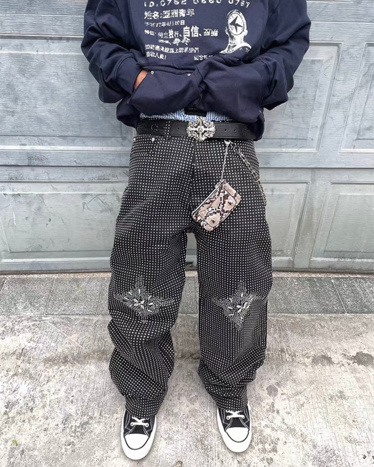 オーバードットデザインワイドデニム znk000092