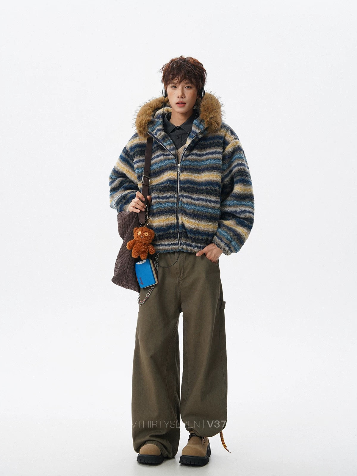 ファーフードボーダーボアブルゾン znk000175