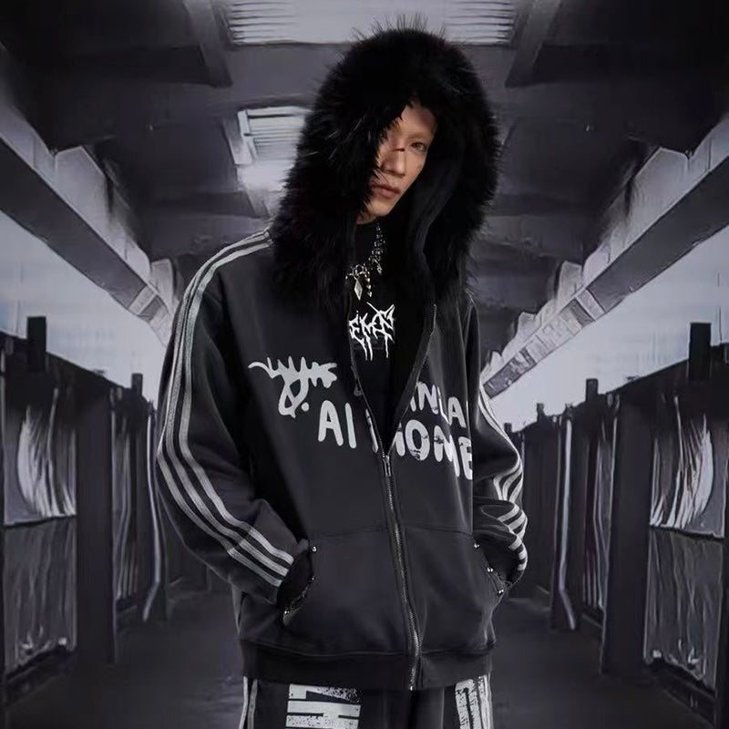 ファーフードグラデーションジップパーカー znk000065