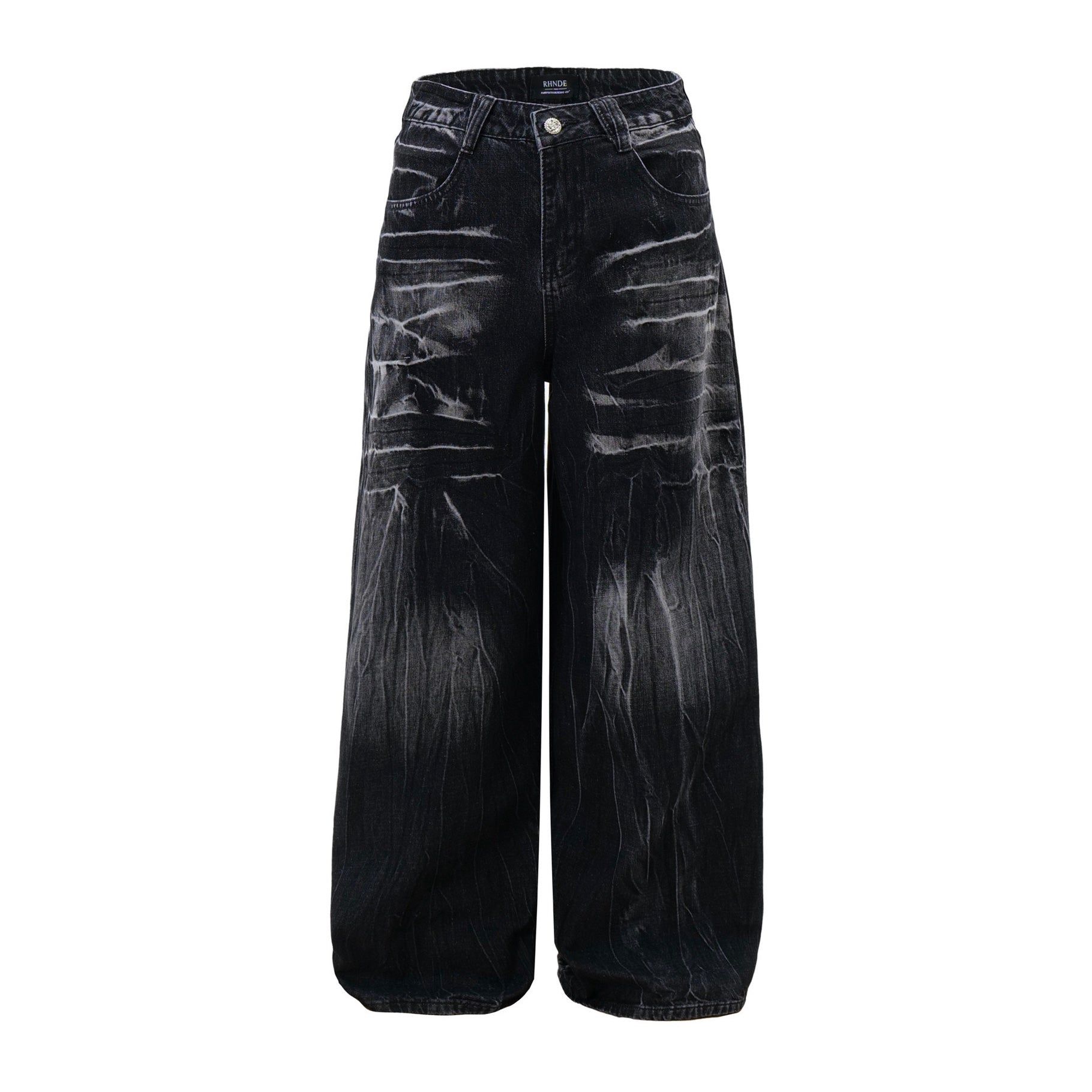 Black Washed Wide Leg Jeans znk000274