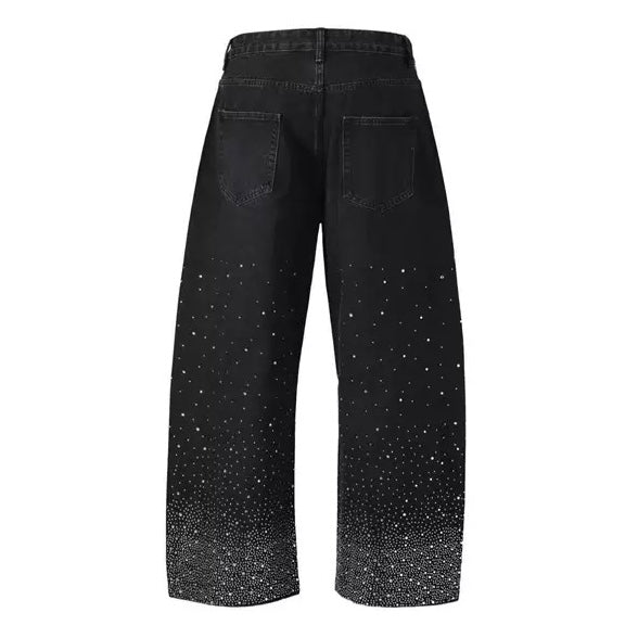 Rhinestone Wide Leg Jeans znk000235
