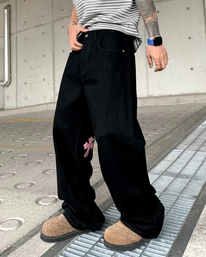 Multi Cross Wide Leg Jeans znk000252