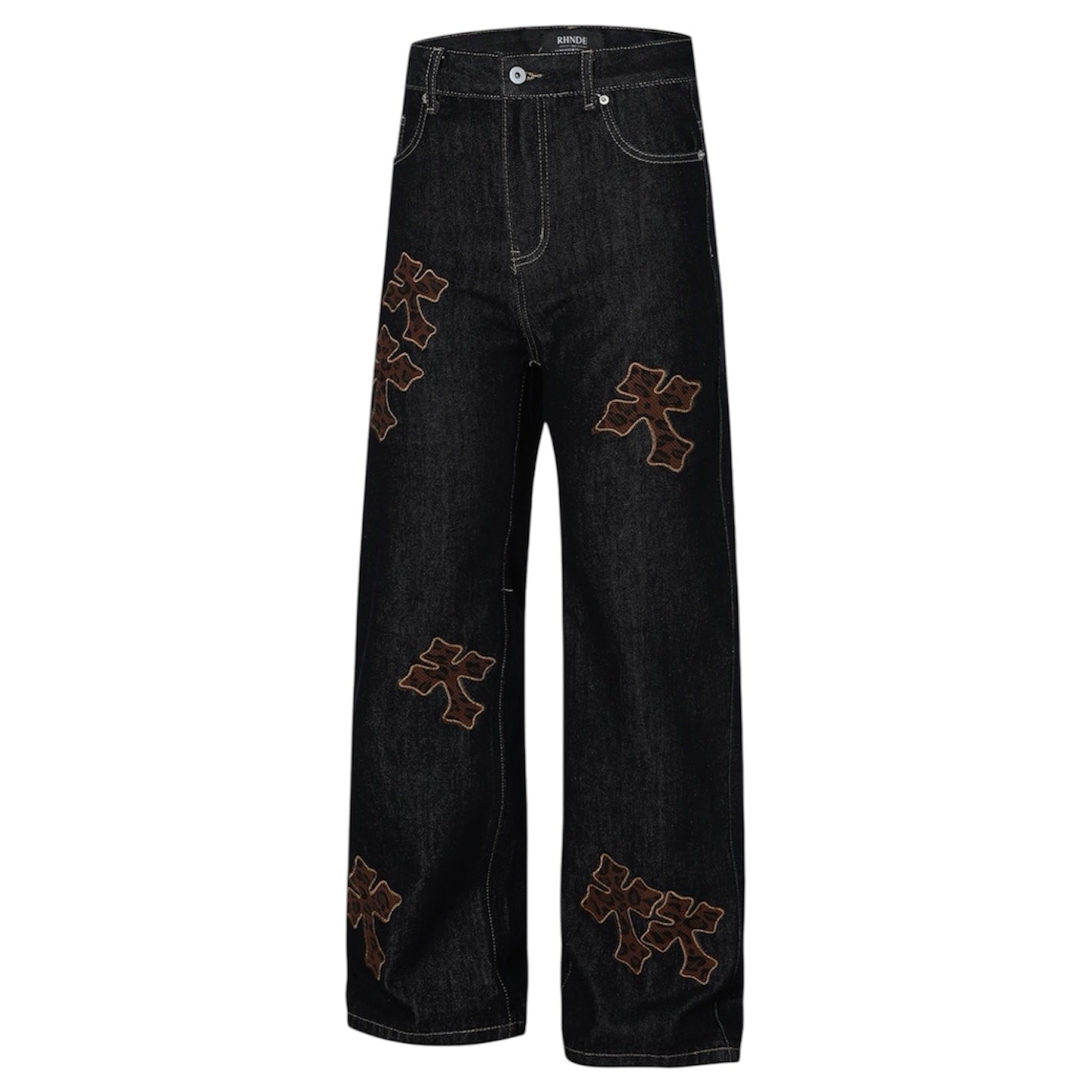 クロスパッチワイドデニムパンツ znk000109