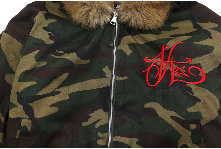 裏起毛ファー付き迷彩ボンバージャケット SS-000691