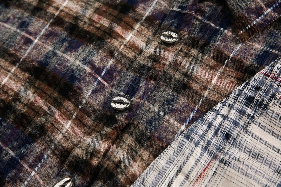 Distressed Patchwork Flannel Shirt znk000289