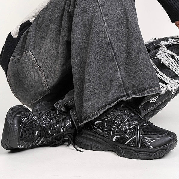 Black Chunky Tech Sneakers znk000278