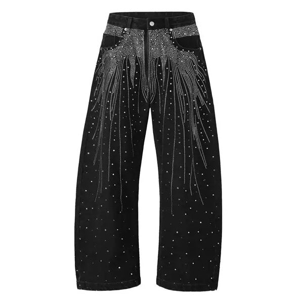 Rhinestone Wide Leg Jeans znk000235